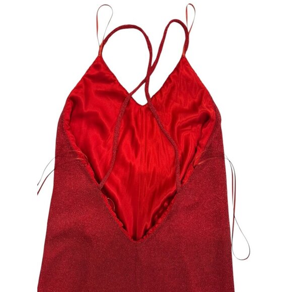 NEW Adriana Iglesias Pau Red Sparkle Jumpsuit Size 38 US 0 - Picture 5 of 11